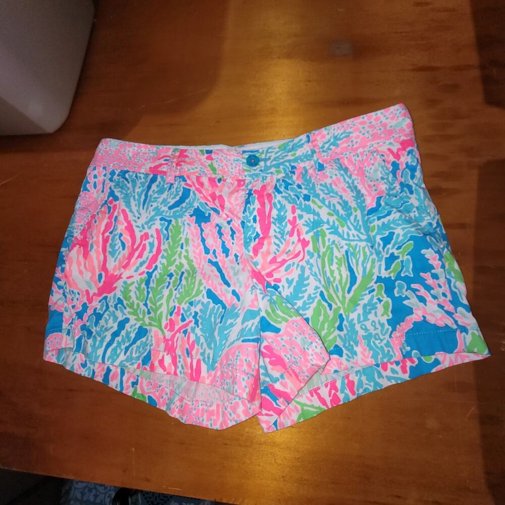 Lilly Pulitzer Callahan Shorts Size 16 Lets Cha Cha Coral Reef Print